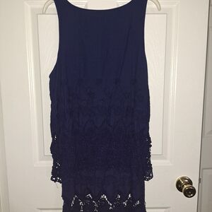 Elegant Navy Blue Lace Dress
